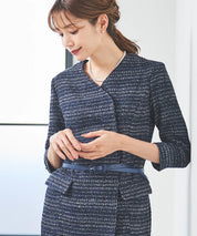 ベルト付きラップワンピーススーツ 2点セット