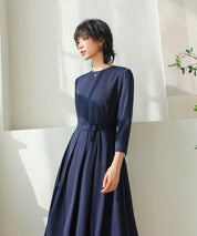 プリーツワンピース・共布ベルト 2点セット