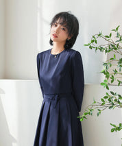 プリーツワンピース・共布ベルト 2点セット