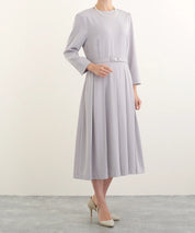 プリーツワンピース・共布ベルト 2点セット