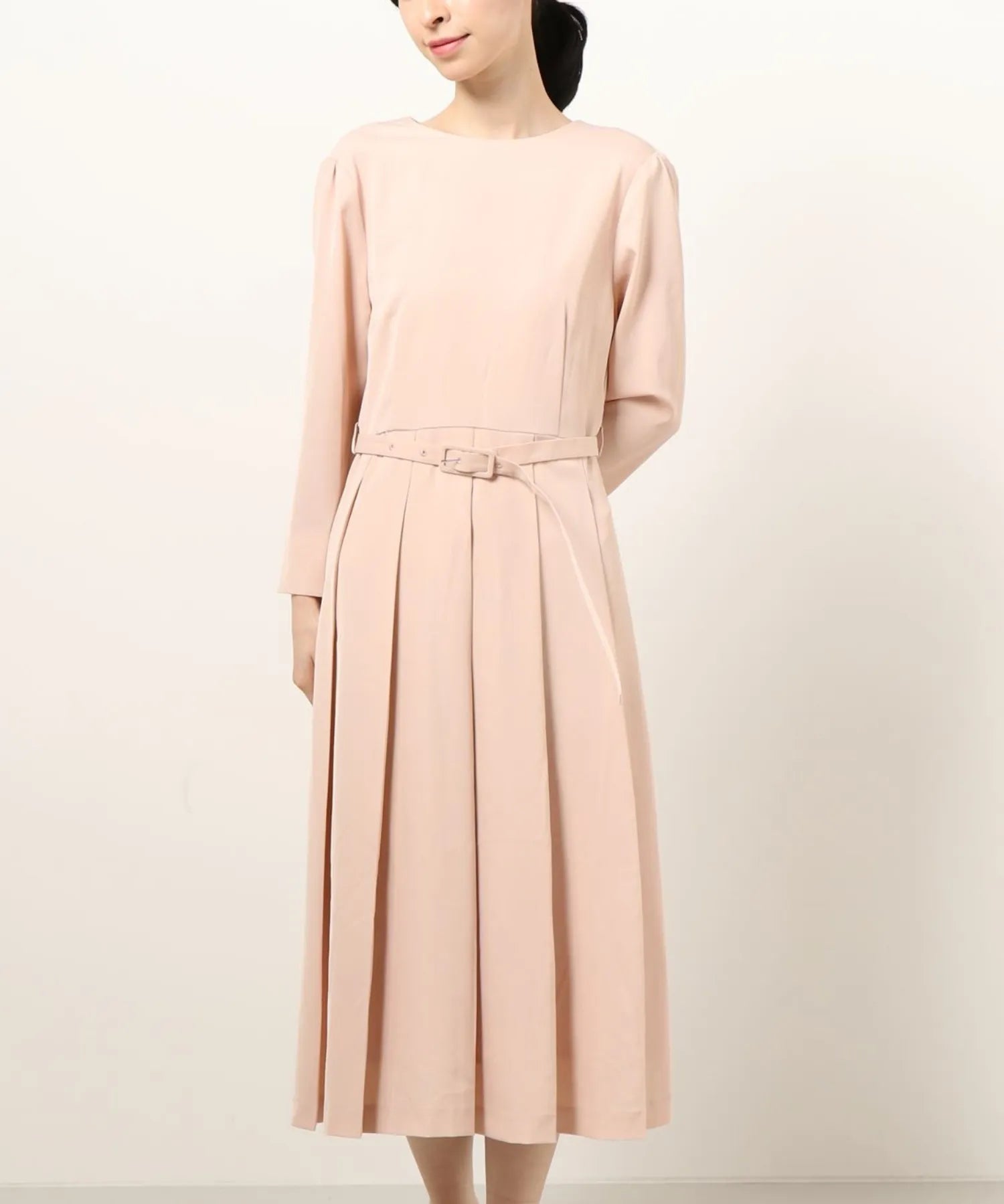 プリーツワンピース・共布ベルト 2点セット