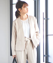 ノーカラージャケット・リボンベルトパンツ 3点セット