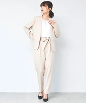 ノーカラージャケット・リボンベルトパンツ 3点セット