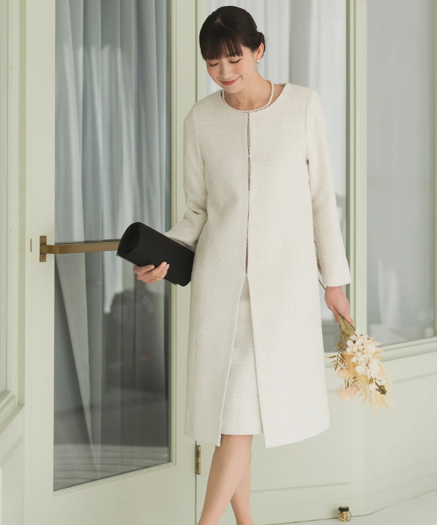 セットアップ対応/洗える/セレモニースーツ】ツイードロングコート