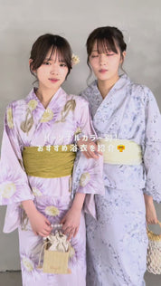 夏花浴衣 月下の百合調べ 下駄付き5点セット(浴衣・兵児帯・腰紐×2・下駄)