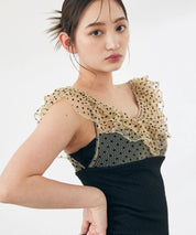 ドットチュールワンピーススイムウェア