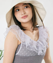 ドットチュールワンピーススイムウェア