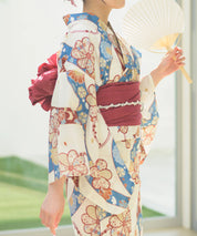 夏恋浴衣 花織りの舞 4点セット(浴衣・兵児帯・腰紐×2)