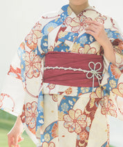 夏恋浴衣 花織りの舞 4点セット(浴衣・兵児帯・腰紐×2)