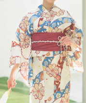 夏恋浴衣 花織りの舞 4点セット(浴衣・兵児帯・腰紐×2)