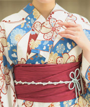 夏恋浴衣 花織りの舞 下駄付き5点セット(浴衣・兵児帯・腰紐×2・下駄)