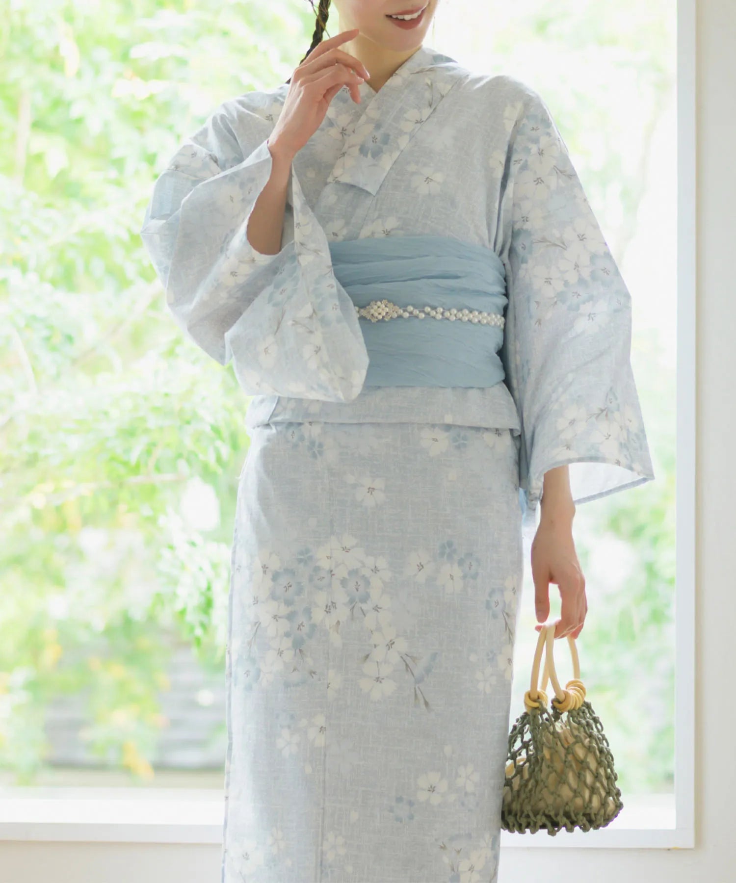 夏花浴衣 水涼撫子 4点セット(浴衣・兵児帯・腰紐×2) – shop-celen