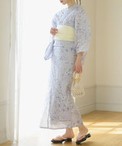 夏花浴衣 木蓮雲隠れ 下駄付き5点セット(浴衣・兵児帯・腰紐×2・下駄)