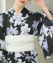 夏花浴衣 月下の百合調べ 4点セット(浴衣・兵児帯・腰紐×2)