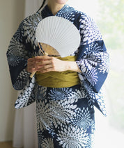 夏花浴衣 紺菊華 4点セット(浴衣・兵児帯・腰紐×2)