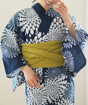 夏花浴衣 紺菊華 4点セット(浴衣・兵児帯・腰紐×2)