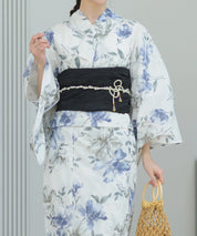 夏花浴衣 淡花映し 4点セット(浴衣・兵児帯・腰紐×2)