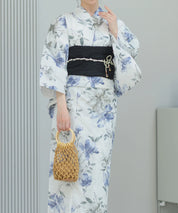 夏花浴衣 淡花映し 4点セット(浴衣・兵児帯・腰紐×2)