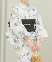 夏花浴衣 淡花映し 4点セット(浴衣・兵児帯・腰紐×2)