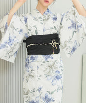 夏花浴衣 淡花映し 4点セット(浴衣・兵児帯・腰紐×2)