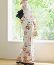 夏花浴衣 白昼の紅椿 下駄付き5点セット(浴衣・兵児帯・腰紐×2・下駄)