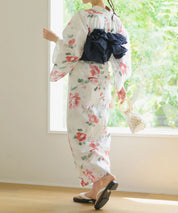 夏花浴衣 白昼の紅椿 下駄付き5点セット(浴衣・兵児帯・腰紐×2・下駄)