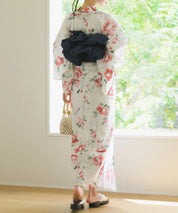 夏花浴衣 白昼の紅椿 下駄付き5点セット(浴衣・兵児帯・腰紐×2・下駄)