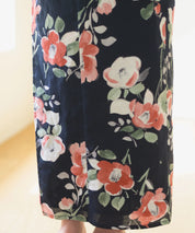 夕涼浴衣 藍夜の紅椿 二部式3点セット(上衣・下衣・兵児帯)