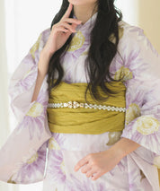 夕涼浴衣 桃風ひまわり 二部式3点セット(上衣・下衣・兵児帯)