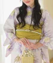 夕涼浴衣 桃風ひまわり 二部式3点セット(上衣・下衣・兵児帯)