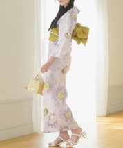 夕涼浴衣 桃風ひまわり 二部式3点セット(上衣・下衣・兵児帯)