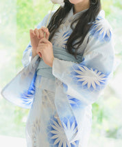 夕涼浴衣 月波水音 二部式3点セット(上衣・下衣・兵児帯)