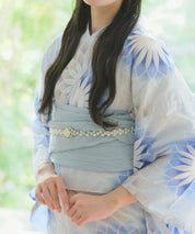 夕涼浴衣 月波水音 二部式3点セット(上衣・下衣・兵児帯)