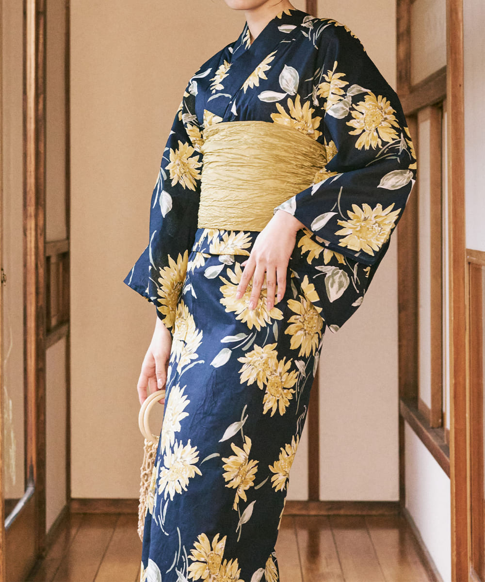 紺青のひまわり調べ 4点セット(浴衣・兵児帯・腰紐×2) – shop-celen