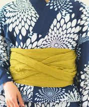 夏花浴衣 紺菊華 4点セット(浴衣・兵児帯・腰紐×2)