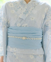 夏花浴衣 水涼撫子 下駄付き5点セット(浴衣・兵児帯・腰紐×2・下駄)