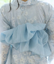 夏花浴衣 水涼撫子 下駄付き5点セット(浴衣・兵児帯・腰紐×2・下駄)