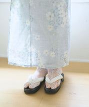 夏花浴衣 水涼撫子 下駄付き5点セット(浴衣・兵児帯・腰紐×2・下駄)