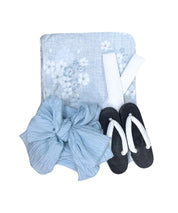 夏花浴衣 水涼撫子 下駄付き5点セット(浴衣・兵児帯・腰紐×2・下駄)