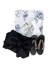 夏花浴衣 淡花映し 下駄付き5点セット(浴衣・兵児帯・腰紐×2・下駄)