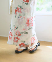 夏花浴衣 白昼の紅椿 下駄付き5点セット(浴衣・兵児帯・腰紐×2・下駄)