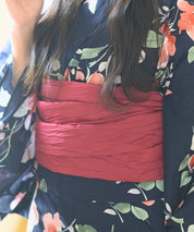 夕涼浴衣 藍夜の紅椿 二部式3点セット(上衣・下衣・兵児帯)