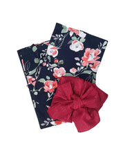 夕涼浴衣 藍夜の紅椿 二部式3点セット(上衣・下衣・兵児帯)