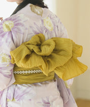 夕涼浴衣 桃風ひまわり 二部式3点セット(上衣・下衣・兵児帯)