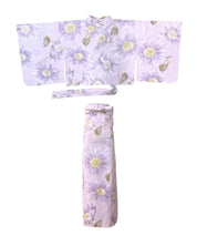 夕涼浴衣 桃風ひまわり 二部式3点セット(上衣・下衣・兵児帯)