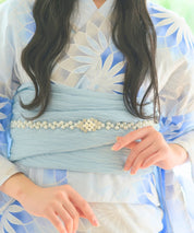 夕涼浴衣 月波水音 二部式3点セット(上衣・下衣・兵児帯)