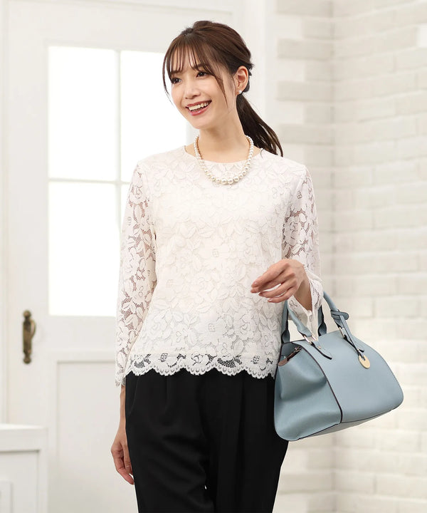 ベーシック総レースブラウス 花柄