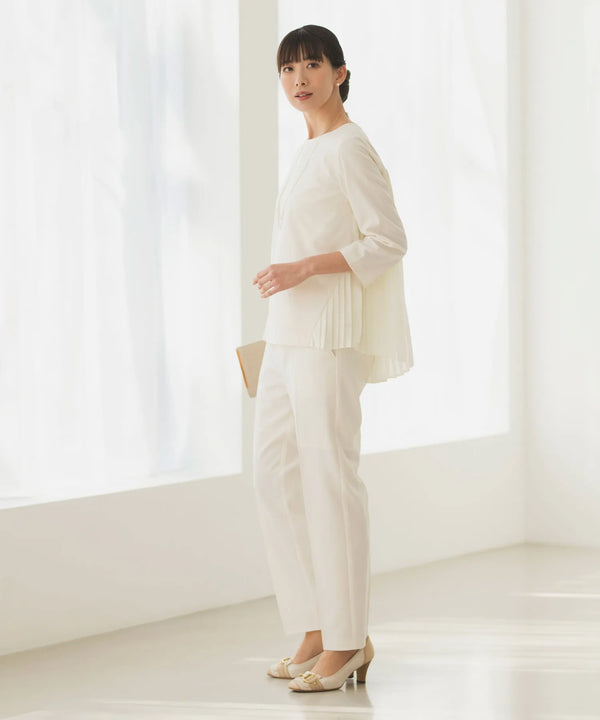【洗える/セレモニースーツ/セットアップ】バックプリーツトップス・センタープレステーパードパンツ 2点セット