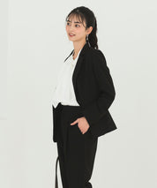 《2025新作》【洗える/防シワ/UV/花粉防止/オフィスカジュアル】ストレッチテーラードジャケット・タックセンタープレスパンツ 2点セット