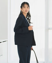 《2025新作》【洗える/防シワ/UV/花粉防止/オフィスカジュアル】ストレッチテーラードジャケット・タックセンタープレスパンツ 2点セット